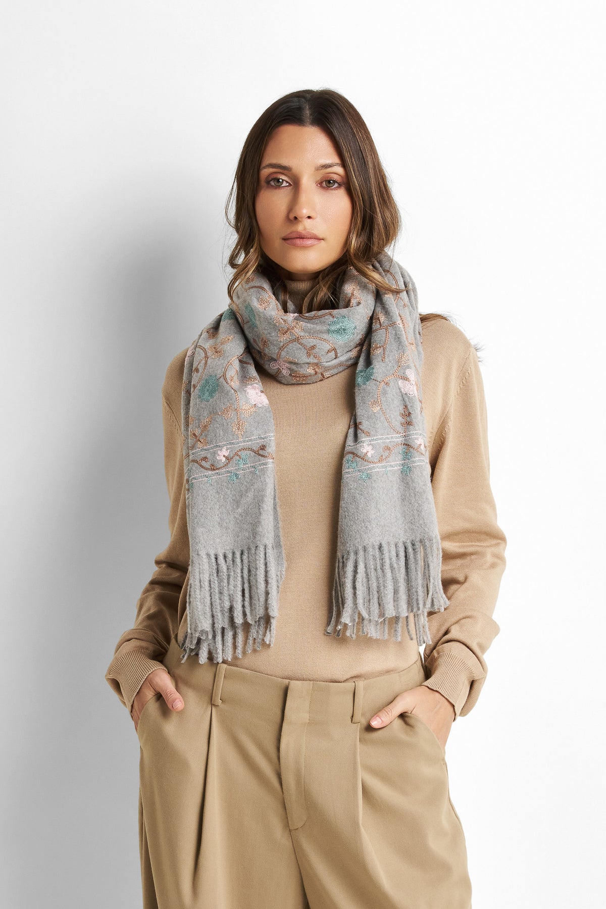Two-Tone Fringe Scarf