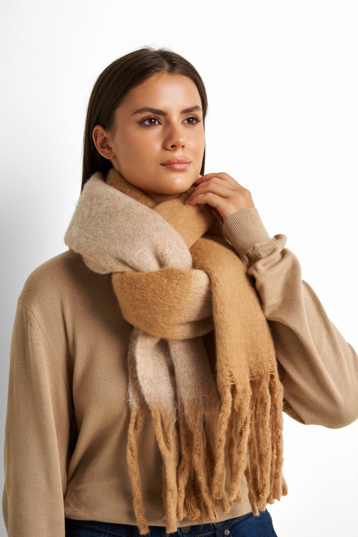 Two-Tone Fringe Scarf