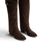 Pointy-Toe Suede Knee Boots