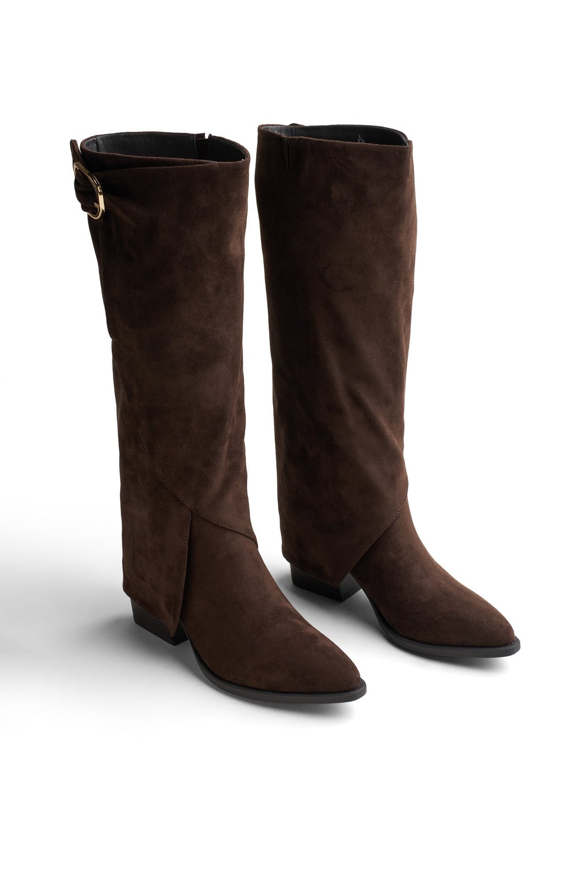 Pointy-Toe Suede Knee Boots