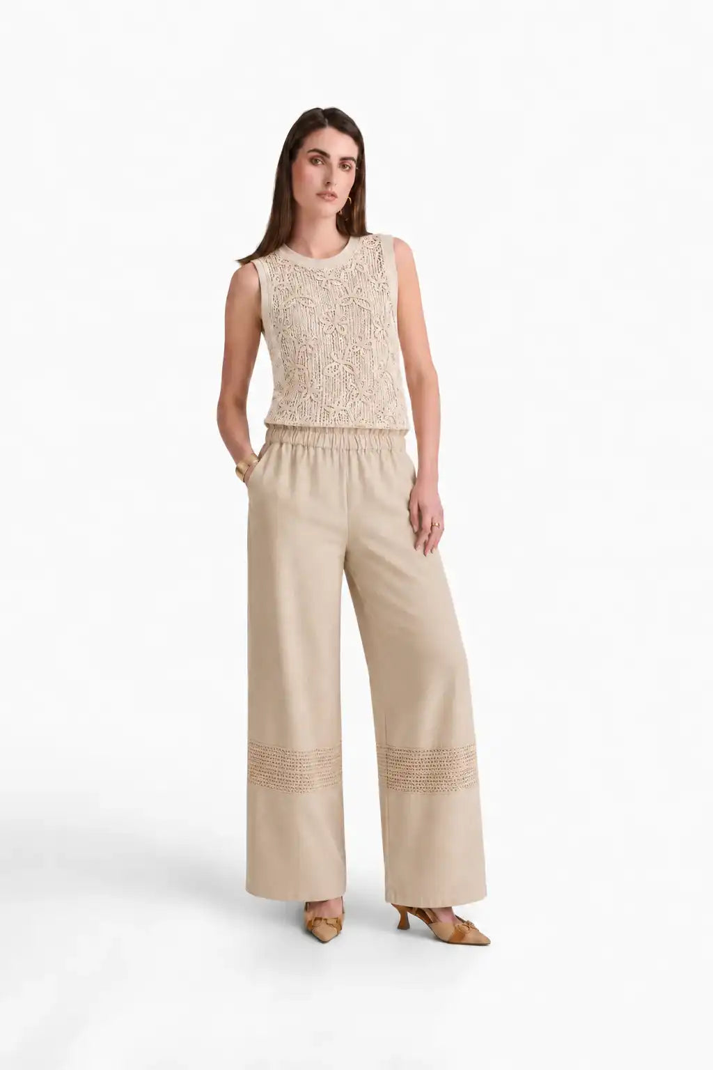 Beige Sheer Crochet Top