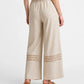 Beige Wide-Leg Pants with Crochet Detail