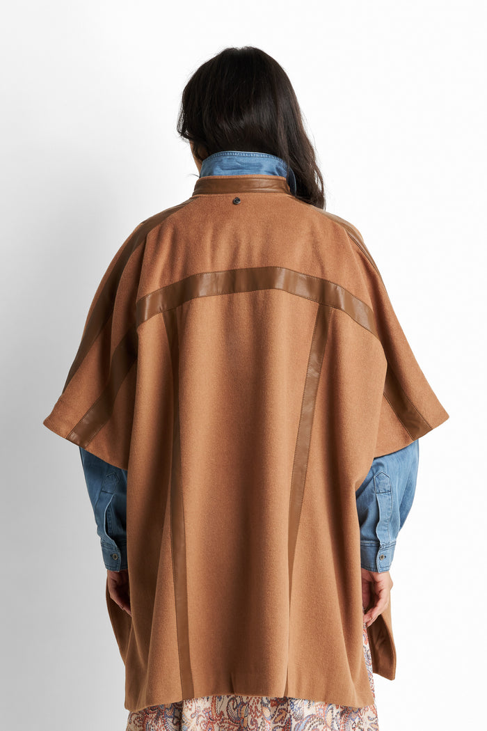 Buckled wool-blend cape