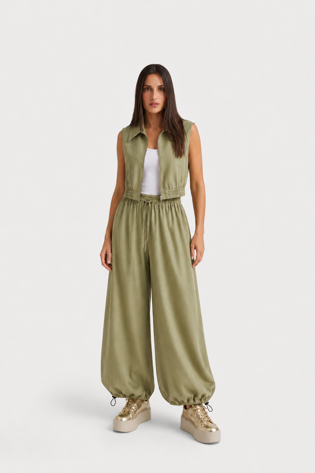 Olive Balloon Pants