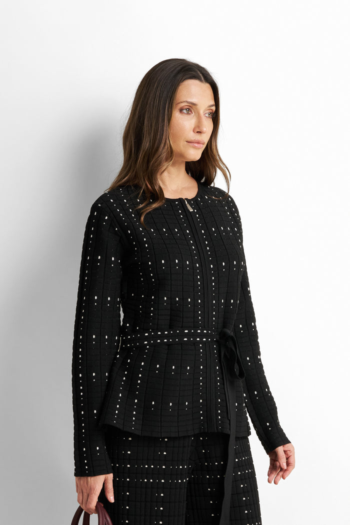 Belted knit cardigan