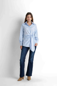Belted Cotton Shirt - Light Blue