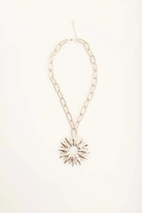 Radiant Sunburst Pendant Necklace - Silver