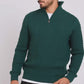 Men Pullover Mock Neck Zipper Cable Green